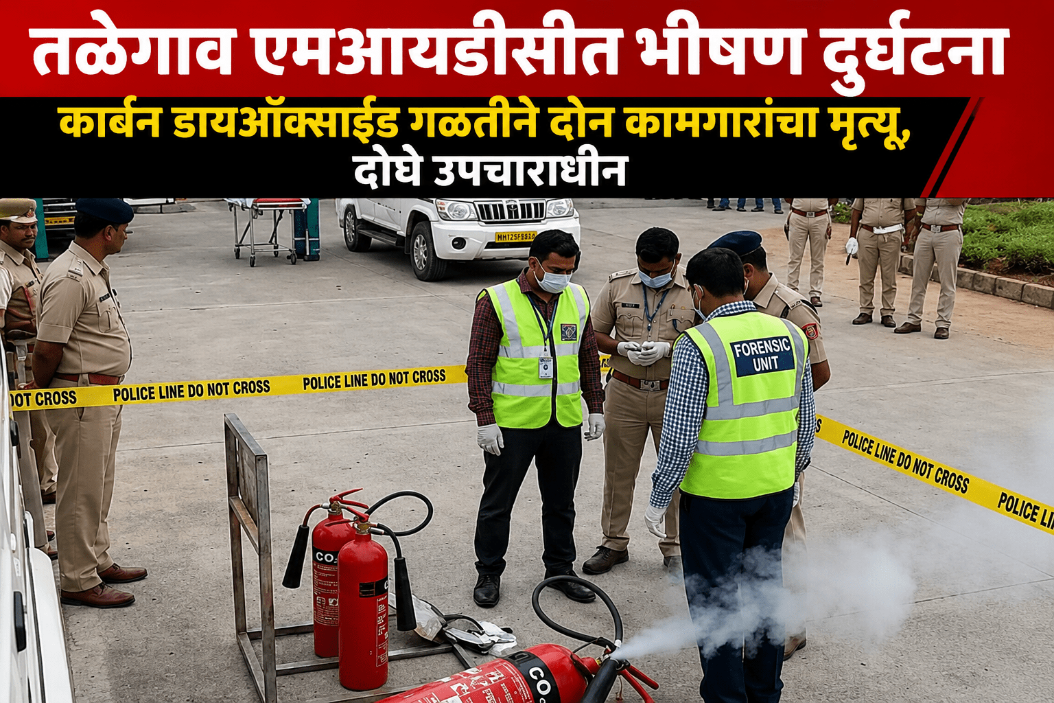तळेगाव एमआयडीसीत भीषण दुर्घटना; कार्बन डायऑक्साईड गळतीने दोन कामगारांचा मृत्यू, दोघे उपचाराधीन