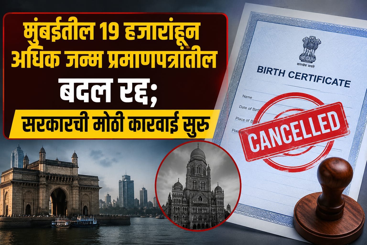 मुंबईतील 19 हजारांहून अधिक जन्म प्रमाणपत्रांतील बदल रद्द; सरकारची मोठी कारवाई सुरू
