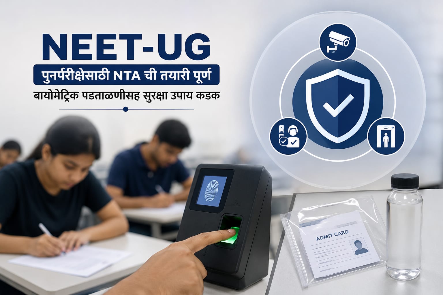 NEET-UG पुनर्परीक्षेसाठी NTA ची तयारी पूर्ण; बायोमेट्रिक पडताळणीसह सुरक्षा उपाय कडक