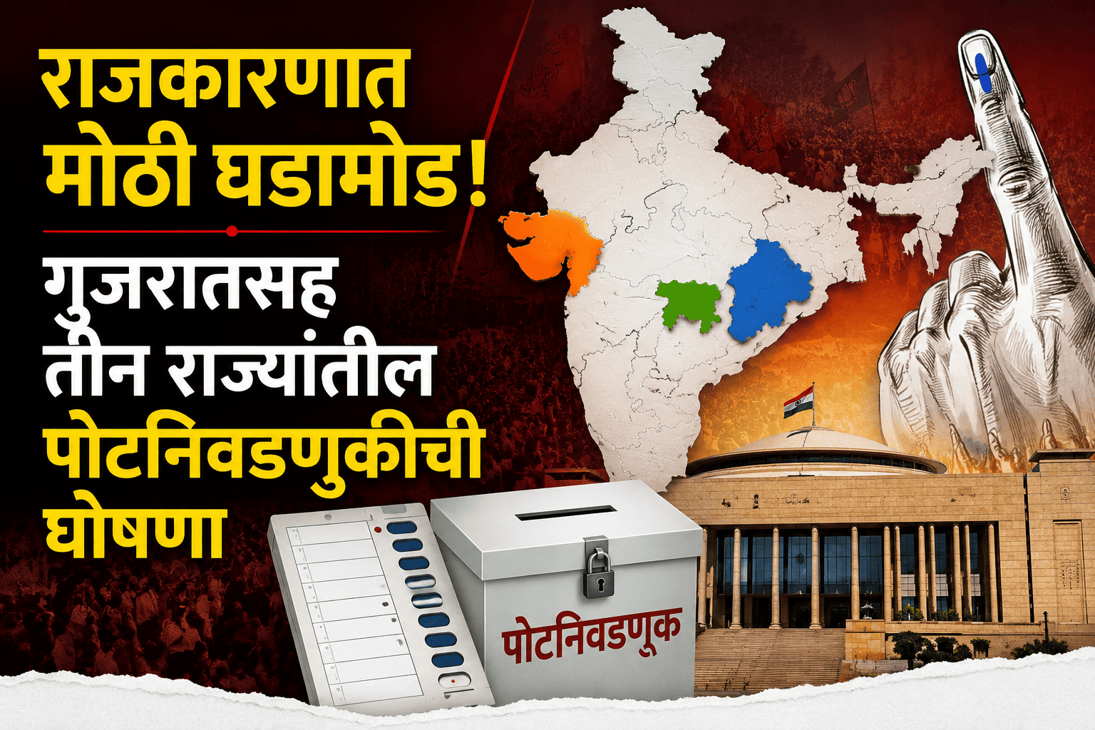 राजकारणात मोठी घडामोड! गुजरातसह तीन राज्यांतील पोटनिवडणुकीची घोषणा