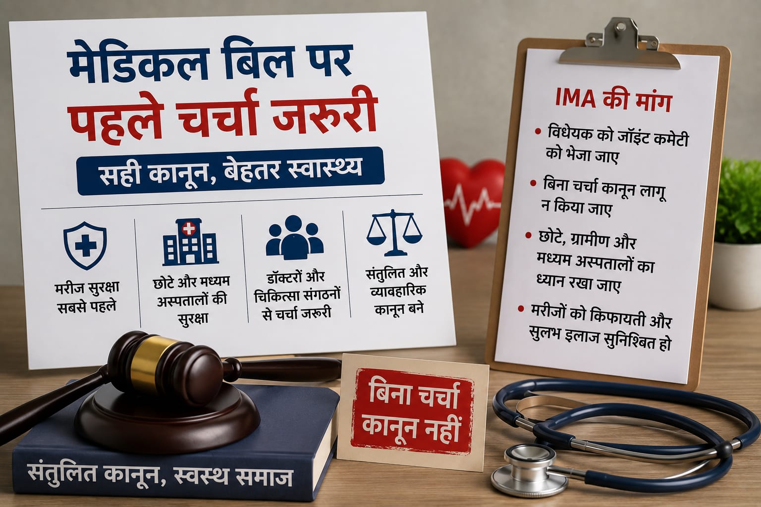 मेडिकल बिल पर IMA का अल्टीमेटम, बिना चर्चा कानून लाया तो होगा राज्यव्यापी आंदोलन