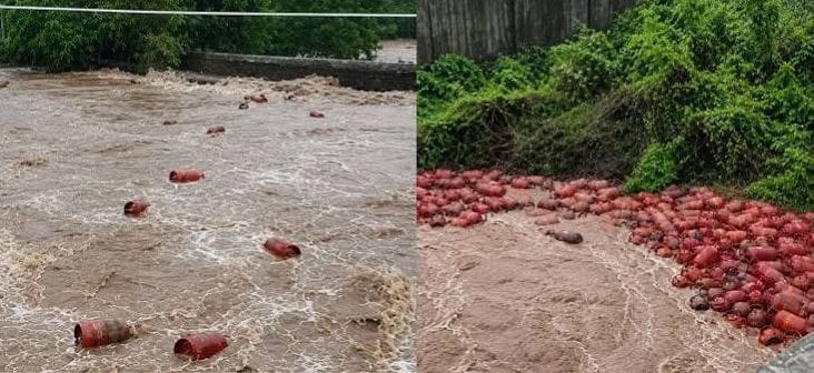रायगडमध्ये पुराचा कहर; 3 हजार गॅस सिलेंडर नदीत वाहून, जिल्हाधिकाऱ्यांचा हाय अलर्ट