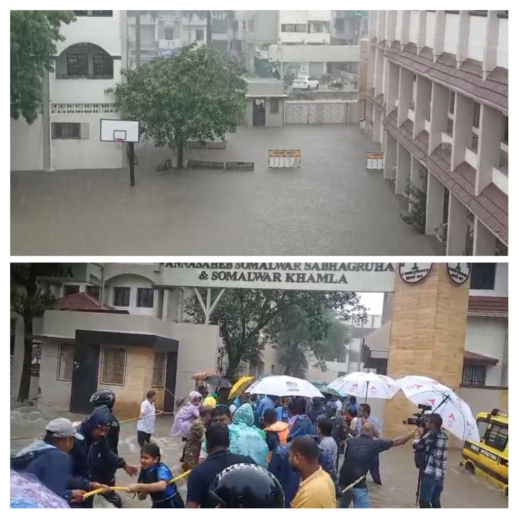 नागपुर में बारिश का कहर, सोमलवार स्कूल परिसर में भरा पानी
